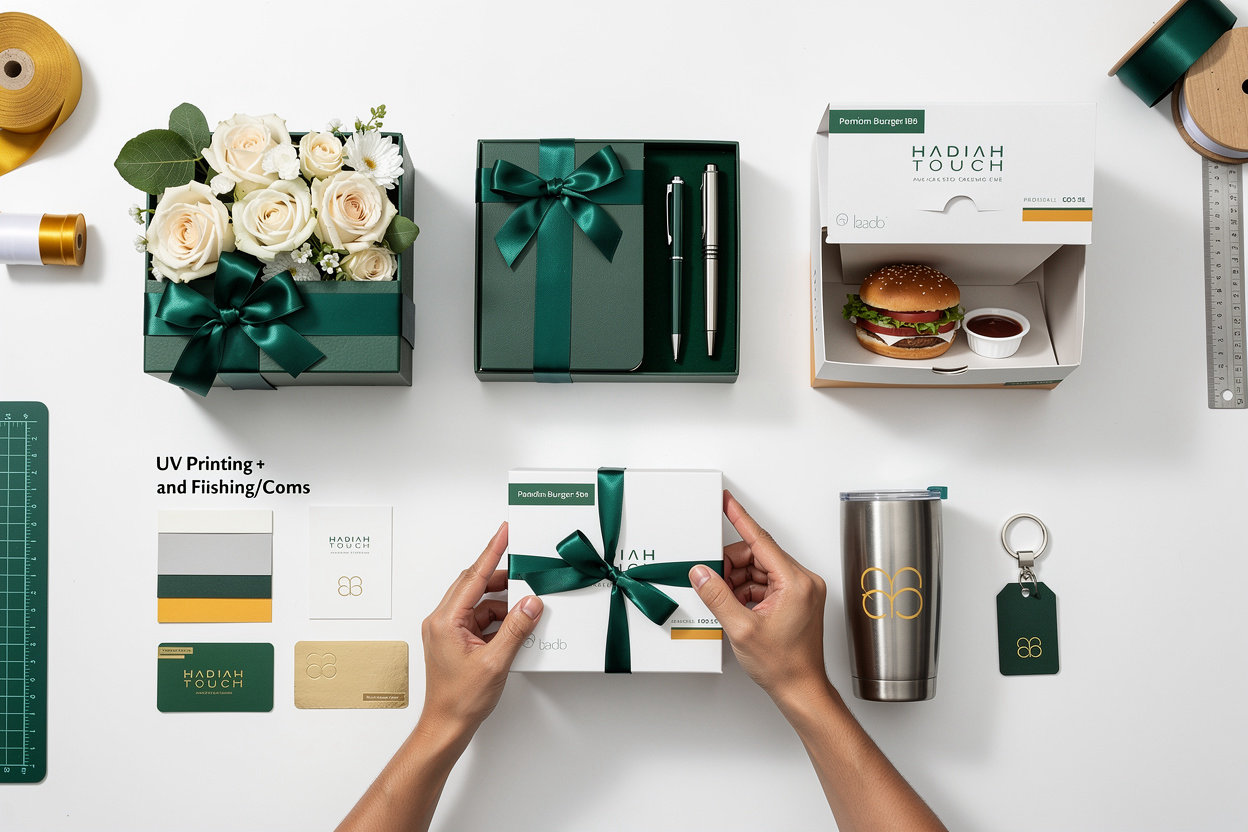 Hadiah Touch premium gift boxes and custom packaging solutions showcasing luxury floral boxes and corporate gifts